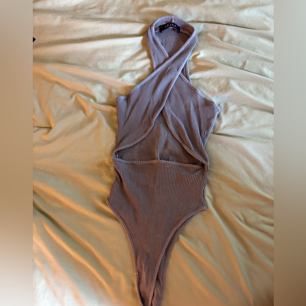 AKIRA Ribbed Bodysuit - Gray